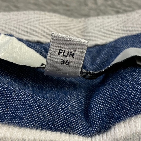 NEXT Top Womens 8‎ Gray Striped Long Blouse Maternity Pocket 3/5 Sleeve Shirt - Picture 6 of 16